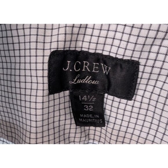 J.Crew Ludlow Men's Dress Shirt 14.5 32 Micro Gingham Blue White Slim Fit - Picture 3 of 4